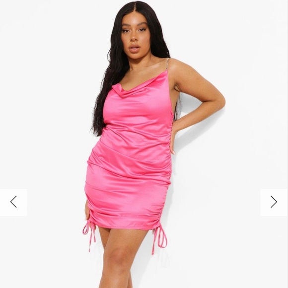 Boohoo Pink satin dress - Picture 2 of 6